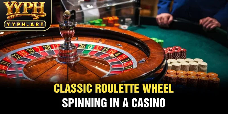 Classic Roulette Wheel Spinning in a Casino