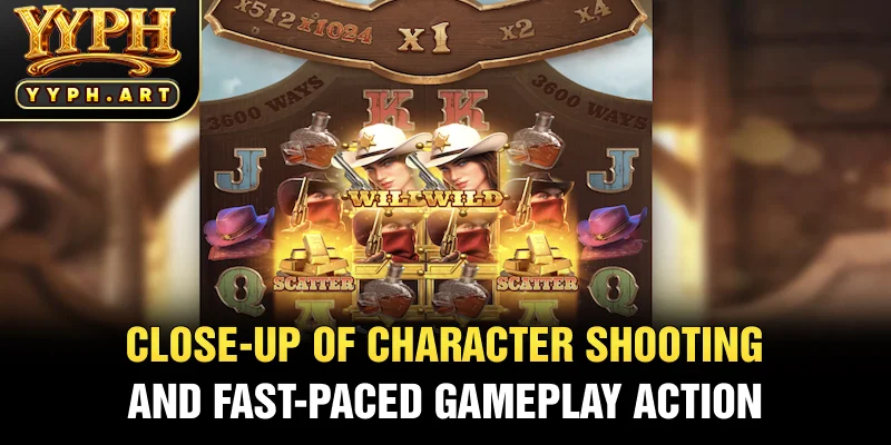 Close-Up of Character Shooting and Fast-Paced Gameplay Action
