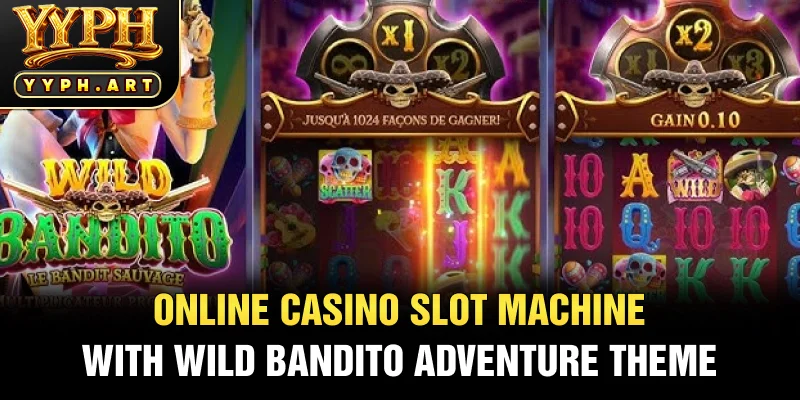 Online Casino Slot Machine with Wild Bandito Adventure Theme