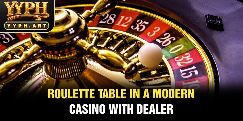 Roulette Table in a Modern Casino with Dealer